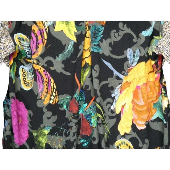 John Mark Shirt‎ Size XS Art To Wear Mixed Media Velvet Embroidered Floral Boho - Picture 9 of 16